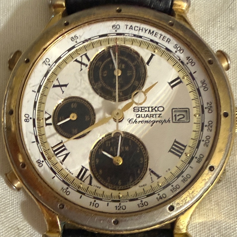 Seiko Gold and Black Quartz Chronograph